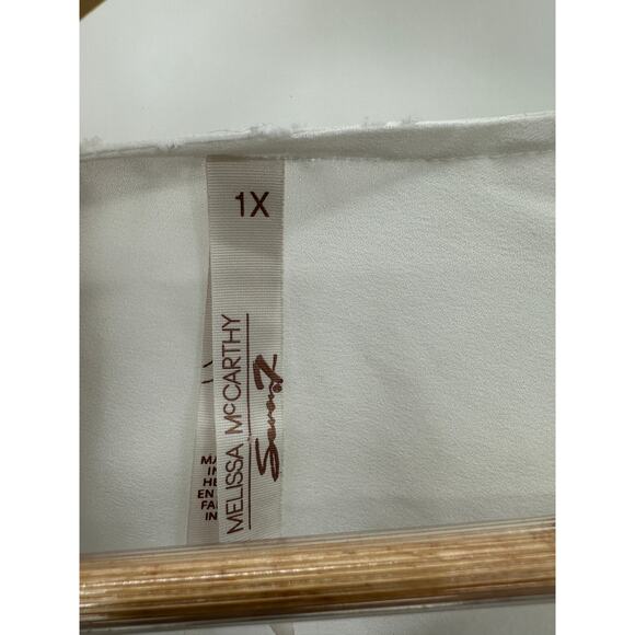 Melissa McCarthy Seven 7 Top Women 1X White V-Neck Argyle Textured Blouse - Picture 6 of 8